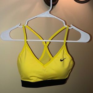 Yellow and black Nike padded sports bra